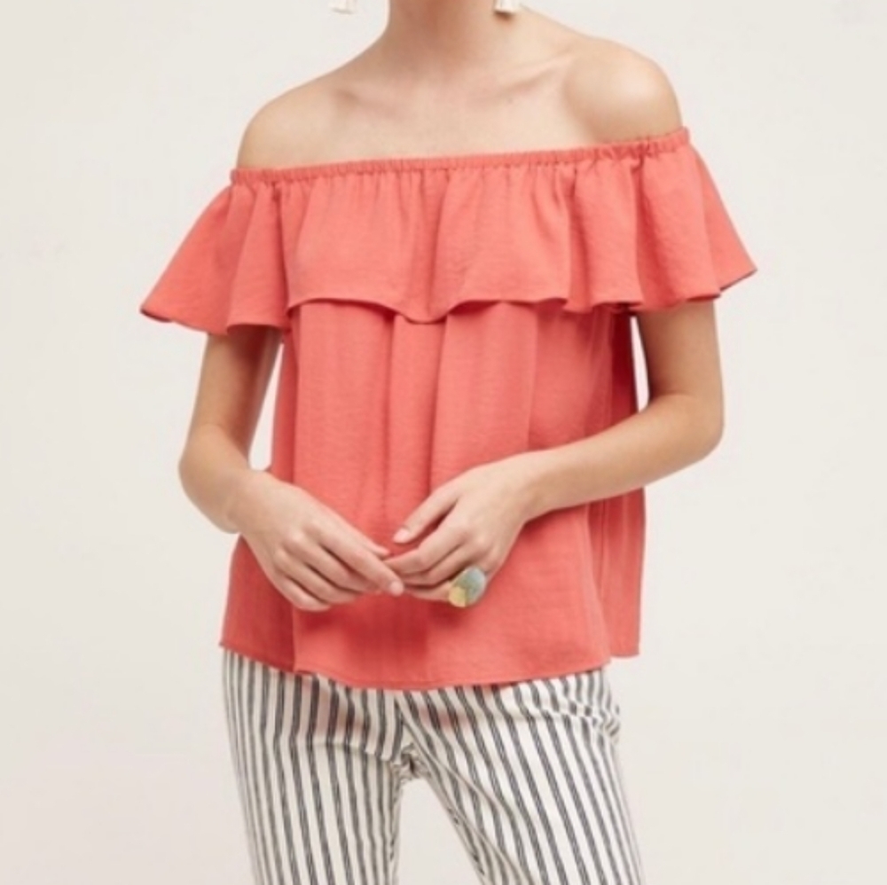 Maeve Anthro Island Top Off Shoulder Ruffle